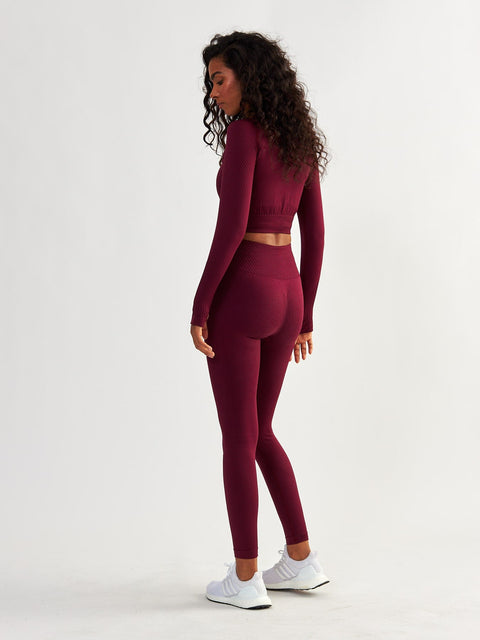 Bordowe Legginsy Bezszwowe - Femme Force