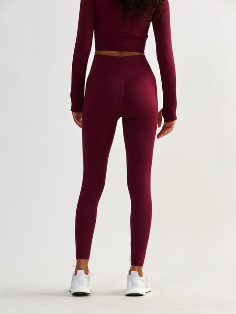 Bordowe Legginsy Bezszwowe - Femme Force