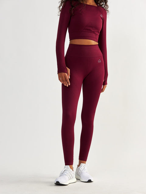 Bordowe Legginsy Bezszwowe - Femme Force