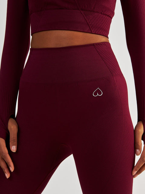 Bordowe Legginsy Bezszwowe - Femme Force