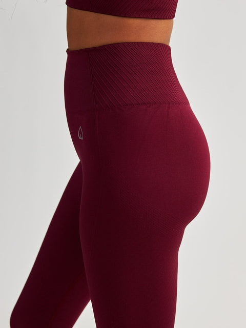 Bordowe Legginsy Bezszwowe - Femme Force