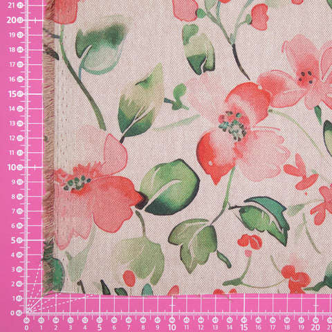 Tkanina dekoracyjna czerwone kwiaty