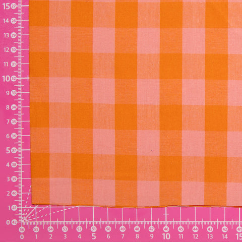 Bawełna kratka pomarańczowo-różowa