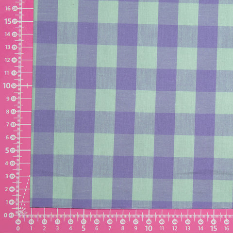 Bawełna kratka fioletowo-miętowa