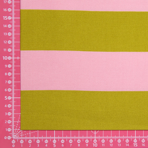 Tkanina dekoracyjna pasy jasny róż i limonkowy