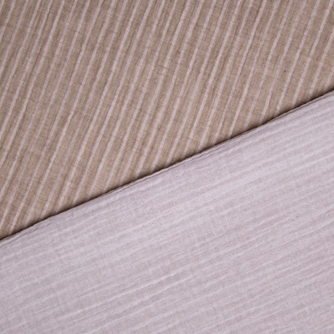 Muślin bawełniany jasne paski na beżowym