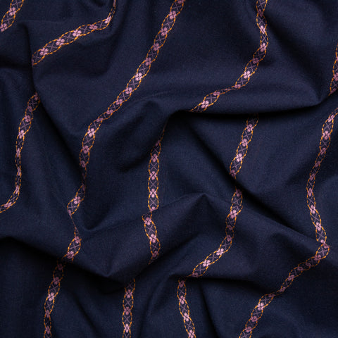 Bawełna granatowa w żakardowe paski