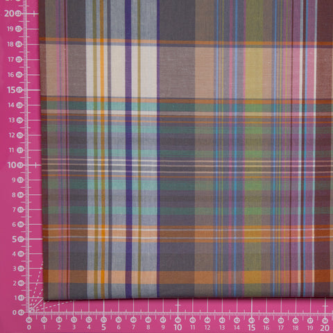 Bawełna kratka wielokolorowa zgaszona