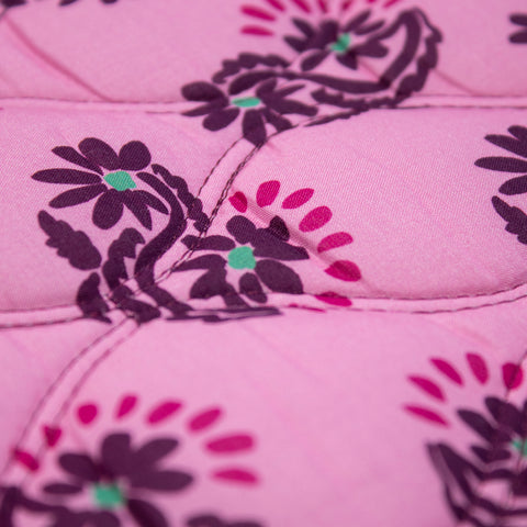 Tkanina pikowana dwustronna kwiaty róż i oberżyna