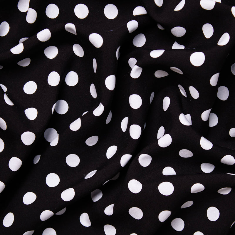 Wiskoza czarna w białe grochy