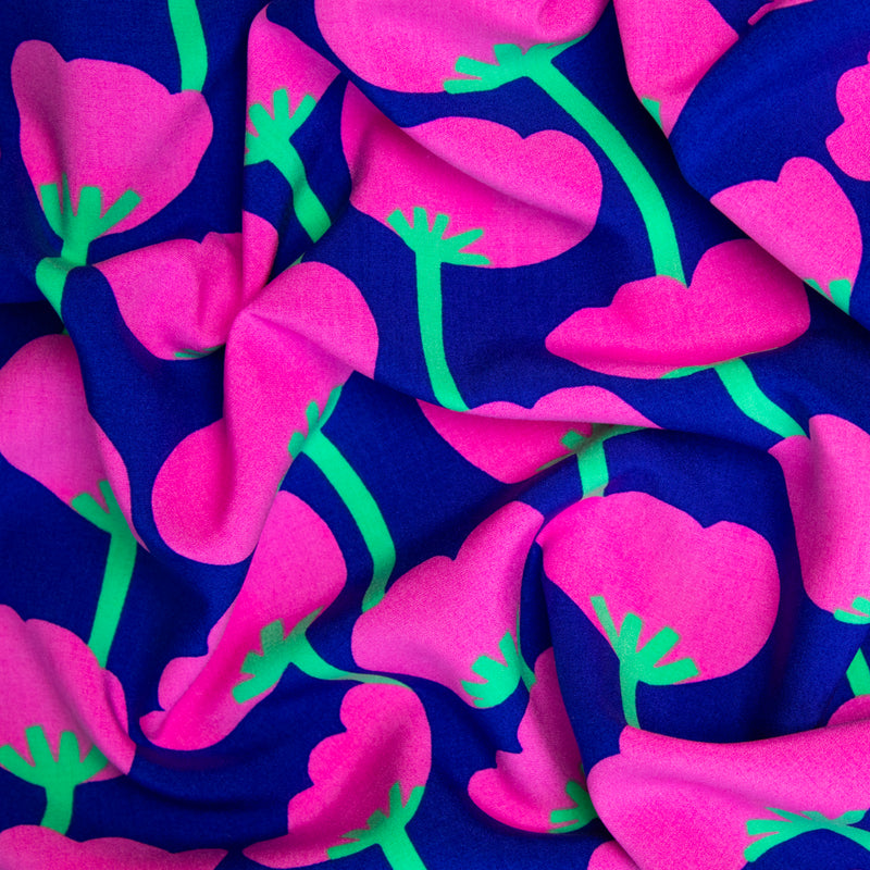 Wiskoza ecovero maki na niebieskim