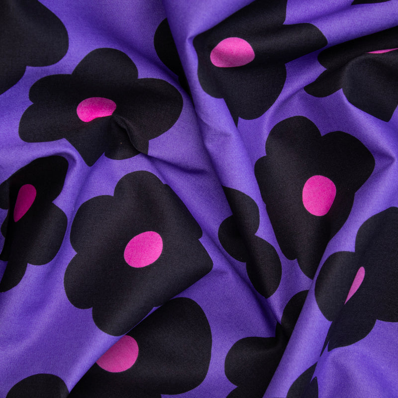 Bawełna duże kwiaty na fiolecie