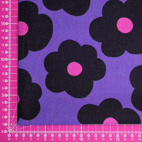 Bawełna duże kwiaty na fiolecie