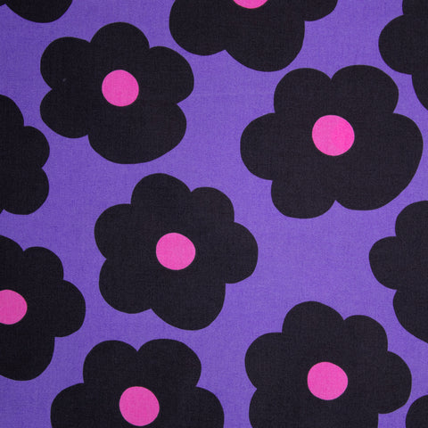 Bawełna duże kwiaty na fiolecie