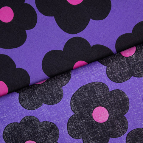 Bawełna duże kwiaty na fiolecie