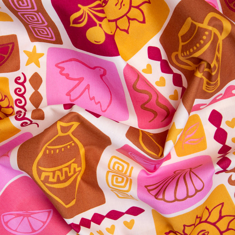 Bawełna letni patchowork na złamanej bieli