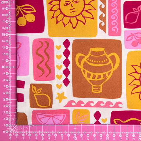 Bawełna letni patchowork na złamanej bieli