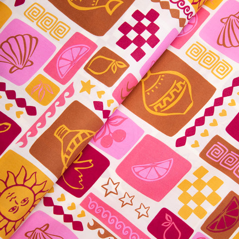 Bawełna letni patchowork na złamanej bieli