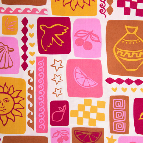 Bawełna letni patchowork na złamanej bieli