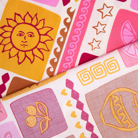 Bawełna letni patchowork na złamanej bieli