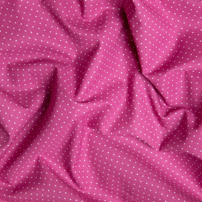 Popelina w drobne kropeczki na fiołkoworóżowym