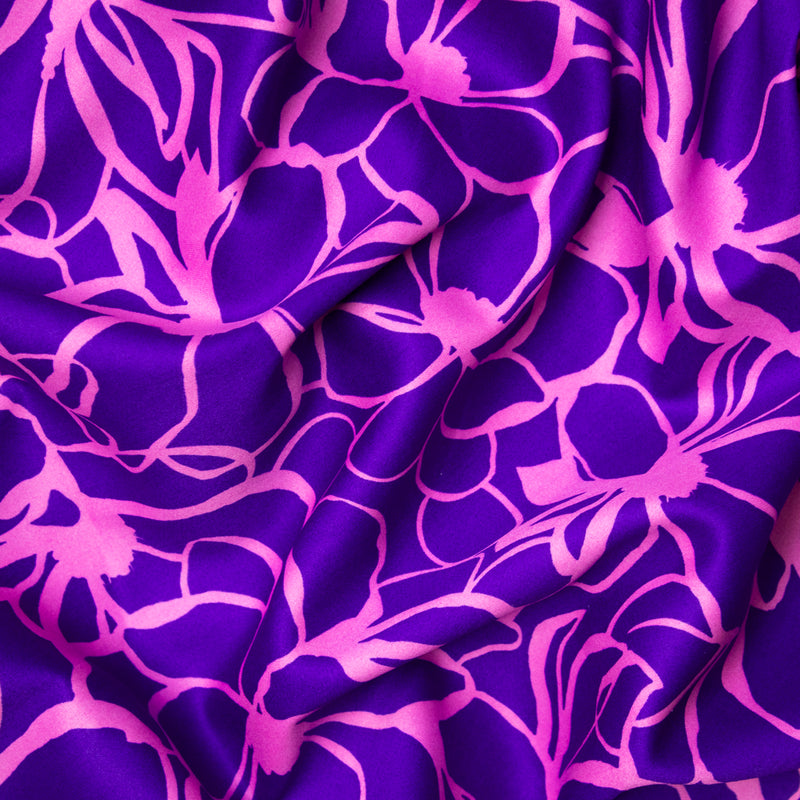 Bawełna satynowa linearne magnolie na chabrowym