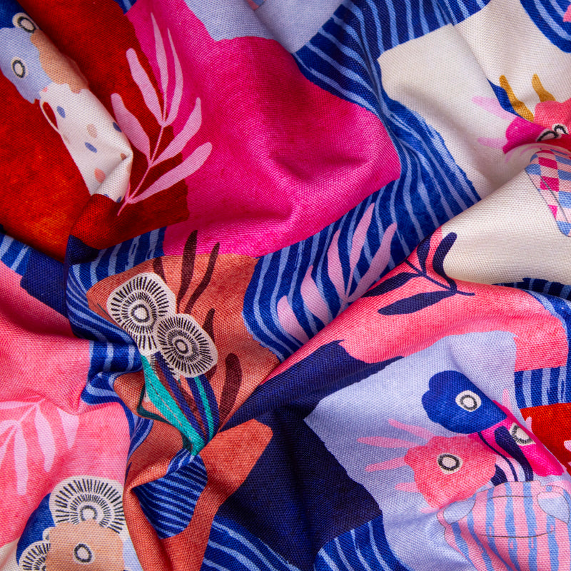 Tkanina dekoracyjna wazy na granacie i różu