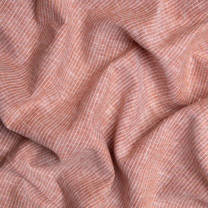 Len z bawełną białe paseczki na cynamonowym