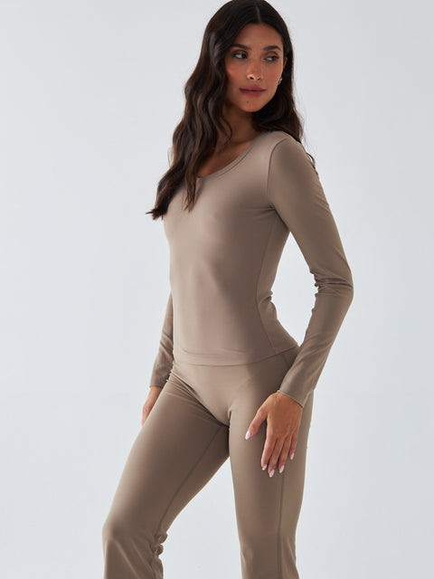 Beżowy Longsleeve Sportowy - Morning Dew