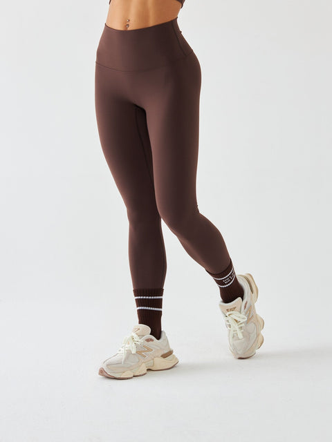 Brązowe Legginsy Sportowe - Morning Dew