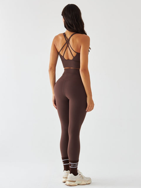 Brązowe Legginsy Sportowe - Morning Dew
