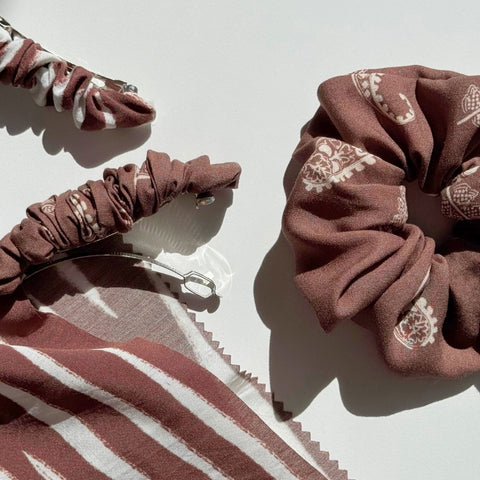 Kurs online szycia ozdób do włosów - gumka scrunchie i spinka