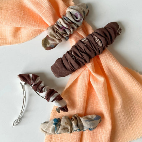 Kurs online szycia ozdób do włosów - gumka scrunchie i spinka