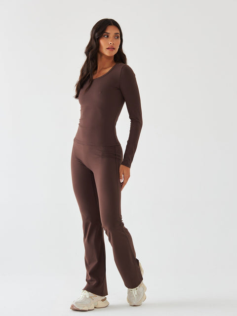 Brązowy Longsleeve Sportowy - Morning Dew