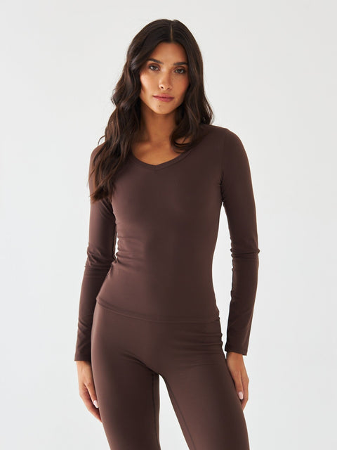 Brązowy Longsleeve Sportowy - Morning Dew