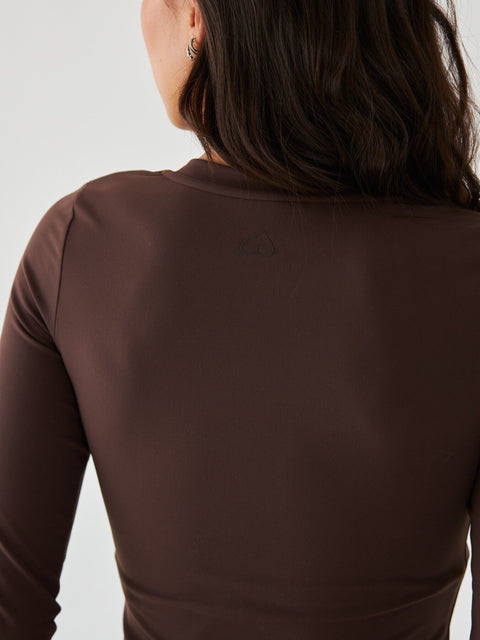Brązowy Longsleeve Sportowy - Morning Dew