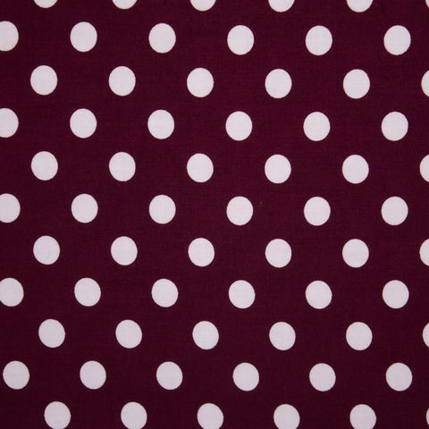 Wiskoza burgundowa w białe grochy