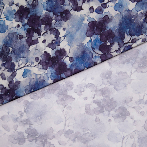 Wiskoza elastyczna akwarelowe granatowe kwiaty