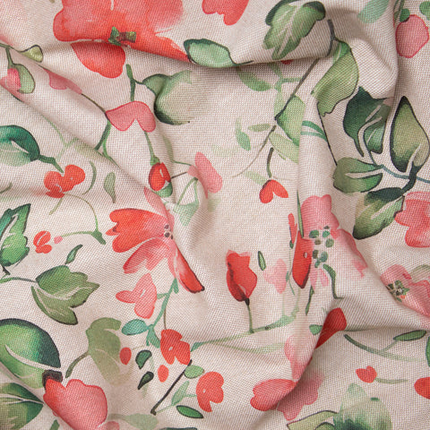 Tkanina dekoracyjna czerwone kwiaty