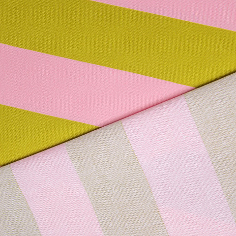 Tkanina dekoracyjna pasy jasny róż i limonkowy