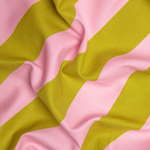 Tkanina dekoracyjna pasy jasny róż i limonkowy