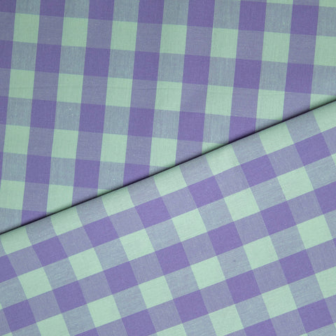 Bawełna kratka fioletowo-miętowa
