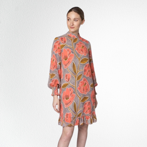 Bawełna linearne koralowe kwiaty