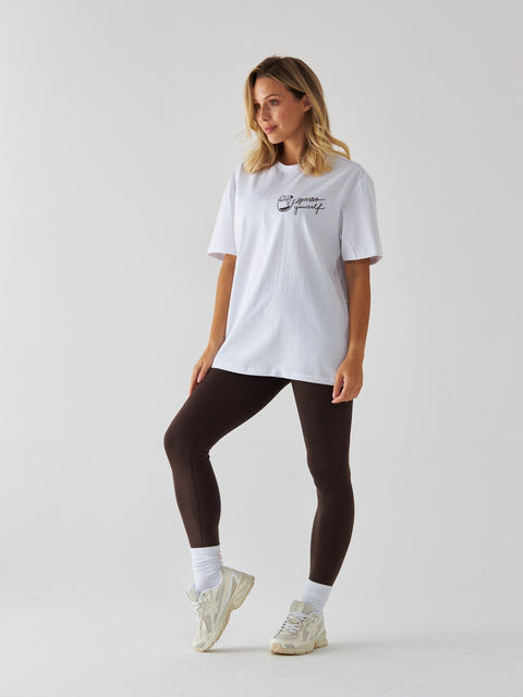 Biały T-shirt Damski - Espresso Yourself