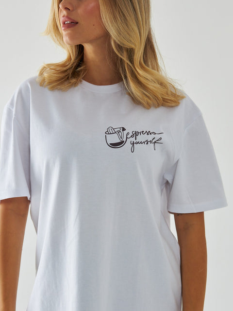 Biały T-shirt Damski - Espresso Yourself