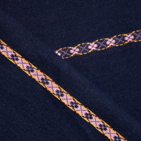 Bawełna granatowa w żakardowe paski