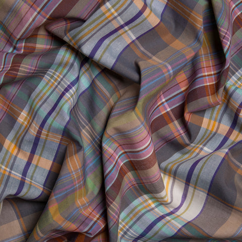 Bawełna kratka wielokolorowa zgaszona