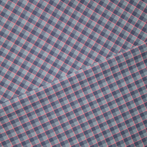 Bawełna kratka zgaszony turkus z neonową nitką