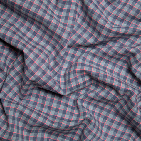 Bawełna kratka zgaszony turkus z neonową nitką