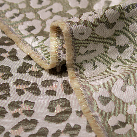 Tkanina żakardowa ze złotą nitką oliwkowe cętki